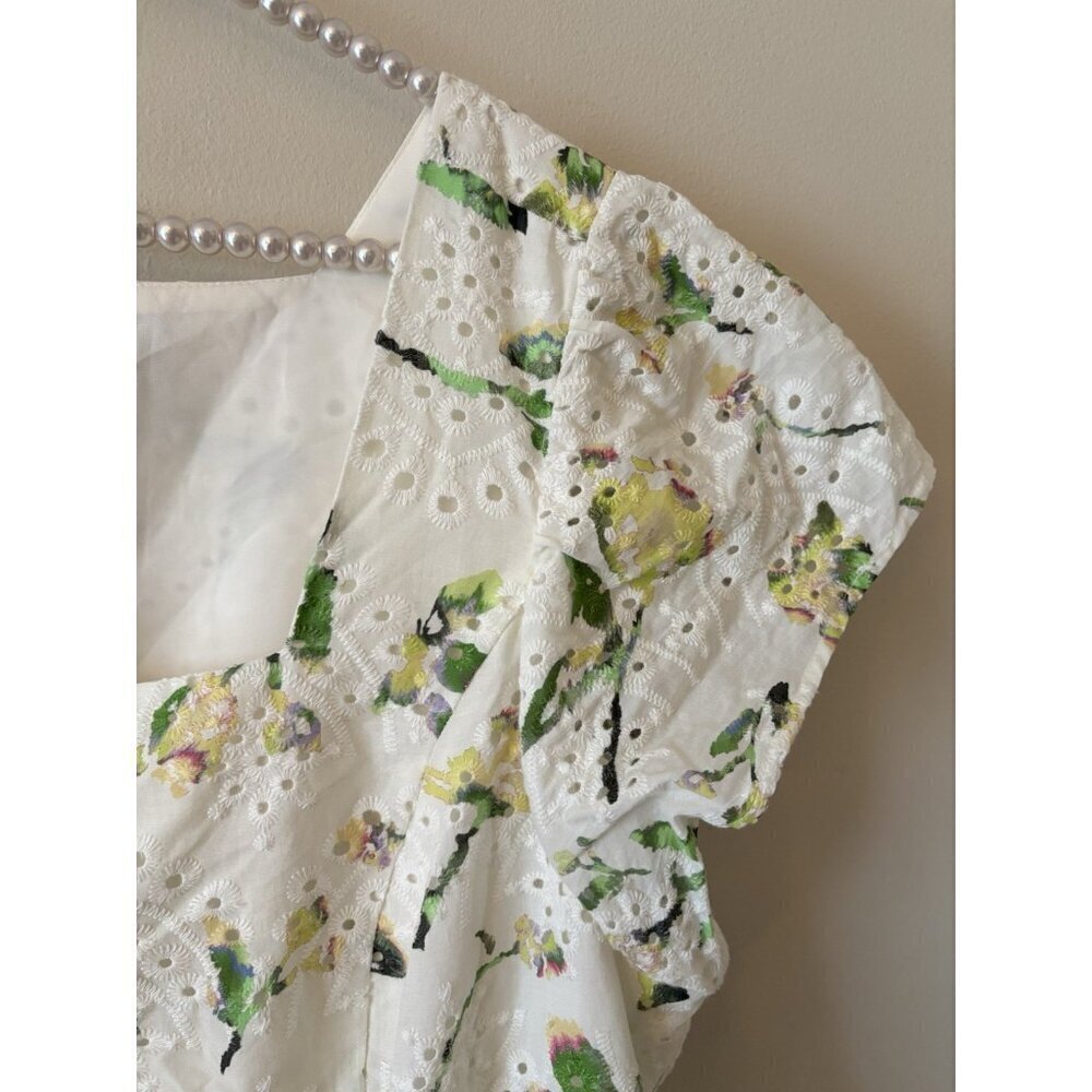 Adyson Parker Womens Size 1X White Eyelet Lace Floral Square Neck Dress - Picture 4 of 7